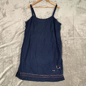 VINTAGE VENEZIA Denim Dress 18/20 Plus Size Navy Blue Embroidered Denim Y2K Sun